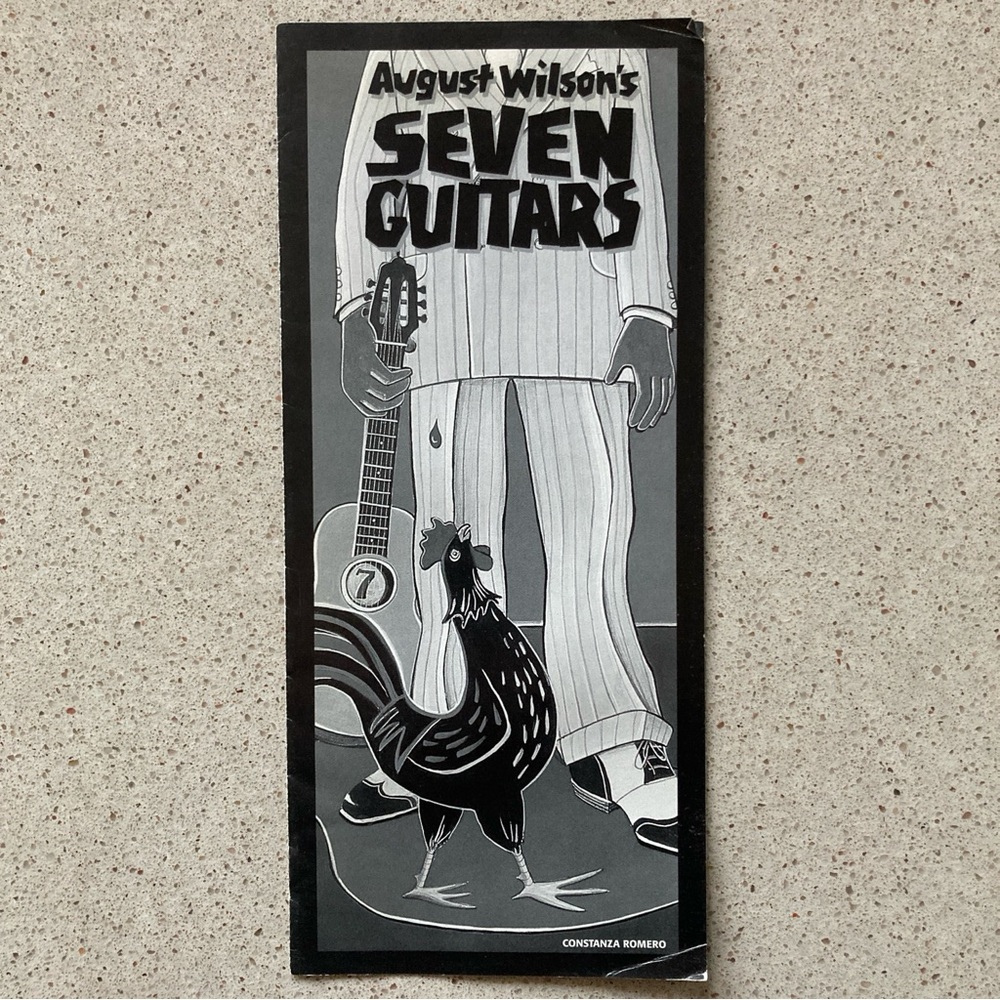 3 Panel Flyer Seven Guitars 9”X4” August Wilson Broadway B&W WALTER KERR Theater